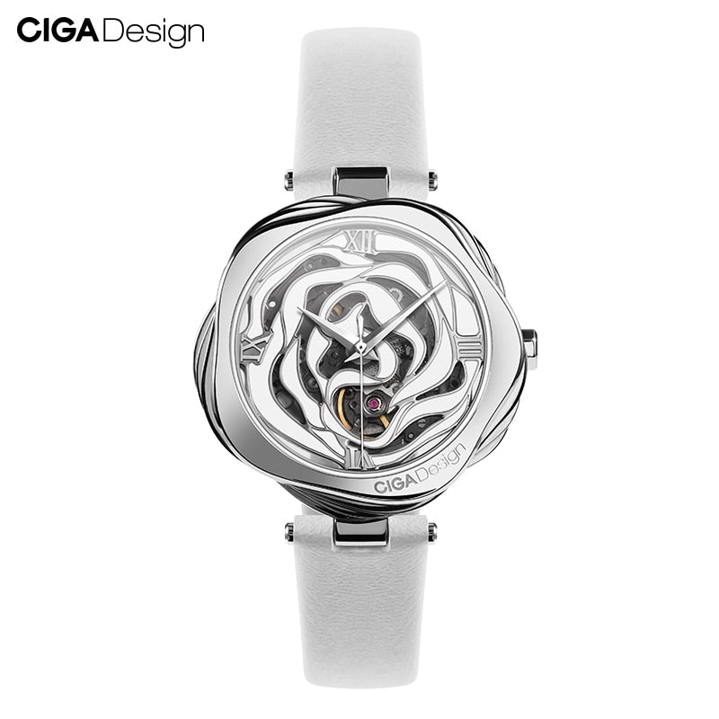 R Series Danish Rose Automatic Mechanical Skeleton Wristwatch